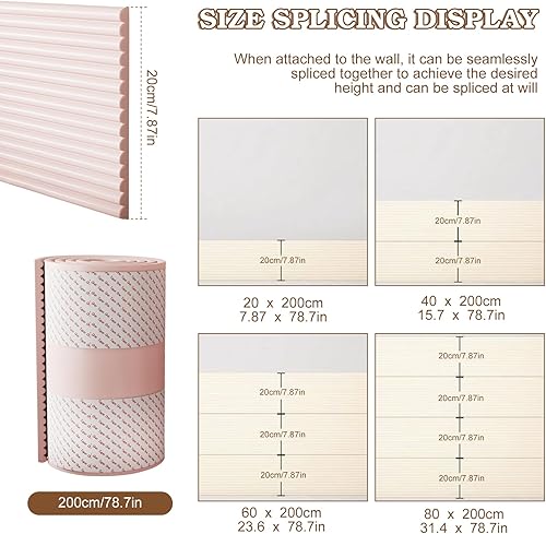 WMYYLX Rembourrage mural anti-collision - 2 m - Panneaux muraux rembourrés 3D - Autocollant - 1,2 cm d'épaisseur - Pour chambre à coucher, salon (rose, 20 x 200 cm) - Nail Gallerys