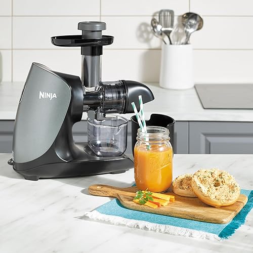 Ninja Juicer avec pressage à froid et contrôle des pulpes, extracteur de jus lent, à mastication, pot à jus de 470 ml, 3 filtres à pulpe, brosse de nettoyage, sans BPA, lave-vaisselle, noir JC100EU - Nail Gallerys