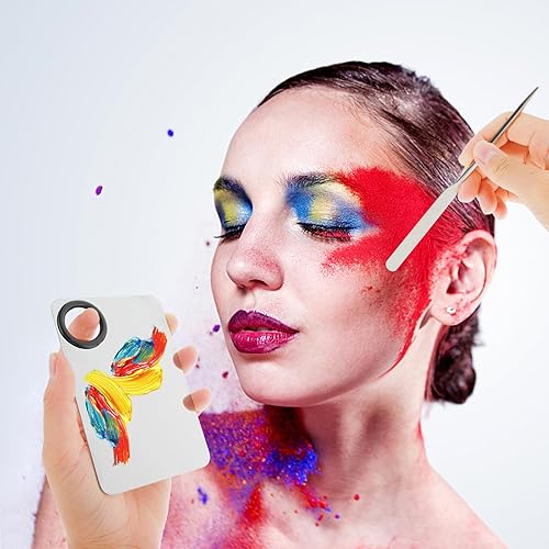 TIESOME Palette de Maquillage, Palette de Mélange Cosmétique avec Couvercle de Protection en Acier Inoxydable pour Spatule, Acrylique Palette de Couleurs, Makeup Mixing Palette - Nail Gallerys