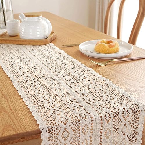 9.4 * 78.7 Pouce Chemin de Table, Chemin Table Vintage Au Crochet, Chemin de Table Dentelle, Chemin Table Vintage Beige, pour Boho Rustique Décor Mariage, Mariée & Baby Shower Décoration - Nail Gallerys