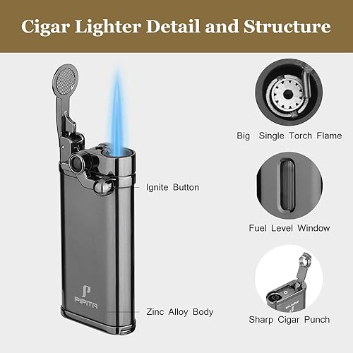 PIPITA Lot de 2 briquets torches rechargeables au butane - Briquets à gaz réglables - 3 jets - Briquets en métal (butane non inclus) (gris foncé + rouge) - Nail Gallerys