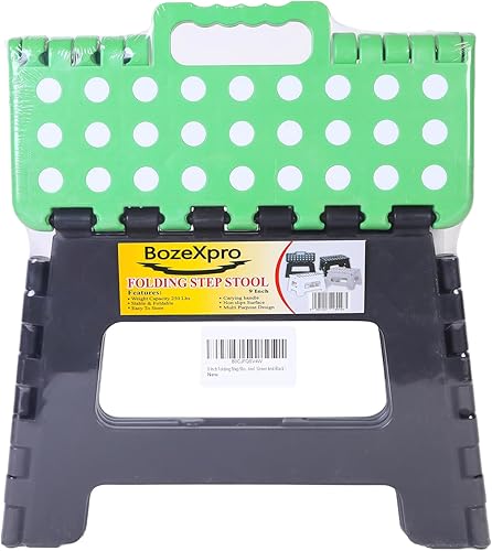 Marchepied pliable de 22,9 cm pour adultes et enfants, antidérapant, pliable pour cuisine, jardin, chambre à coucher, marchepied en plastique (vert et noir) - Nail Gallerys