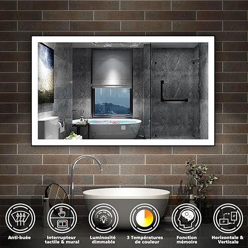 AICA Meuble Salle de Bain 100cm Simple Vasque avec Colonne et Miroir 3 Couleurs Blanc - Nail Gallerys