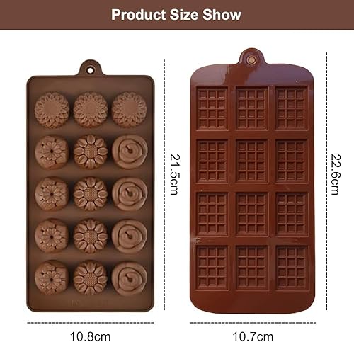 Moule à Chocolat en Silicone,Antiadhésifs Moules à Chocolat,Moules à Chocolat pour Chocolats Maison,Moule à Pâtisserie Anti-adhésif,Moule Mini Tablette 12 Cavités Pieces en Chocolat,2PCS - Nail Gallerys