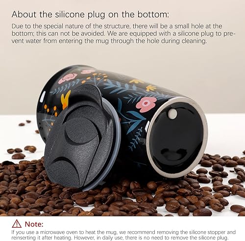 Umlaca Tasse à café de voyage en céramique avec couvercle pour boissons chaudes, tasse isotherme à double paroi, 350 ml, sans BPA, passe au lave-vaisselle, pour la maison, le bureau, la voiture, pour - Nail Gallerys