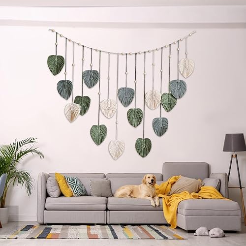 IGTOPS Tapisserie murale bohème en macramé - Décoration murale bohème - Décoration murale tissée - Décoration murale bohème pour chambre - Fête de mariage - Décoration d'intérieur - Nail Gallerys