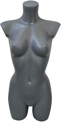 Buste long basique pour femme gris avec pied, buste réglable en hauteur, mannequin de vitrine - Nail Gallerys