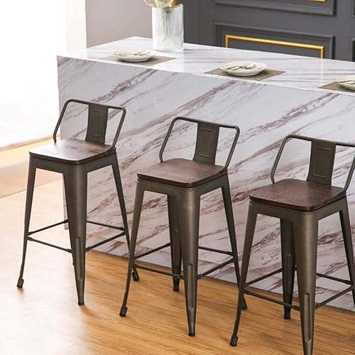 RELOVE Lot de 4 Chaises de Salle à Manger Empilables en Métal Style Industriel Vintage, Convient pour Une Utilisation Intérieure et Extérieure, Chaise de Jardin,85 * 45 * 45cm - Nail Gallerys