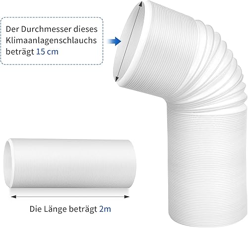 GOOPOOL Tuyau d'Évacuation pour Climatiseur Mobile 200 cm – Tuyau Flexible Ø15 cm pour Déshumidificateur, Appareil de Climatisation Portable - Nail Gallerys
