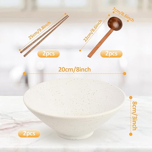 Mapille Lot de 2 Bols à Ramen en Céramique, Vaisselle Japonais Saladier 1000ml avec Baguettes et Cuillères pour Nouille, Salade, Soupe Pho, Udon, Compatible Lave-vaisselle et Micro-ondes - Nail Gallerys