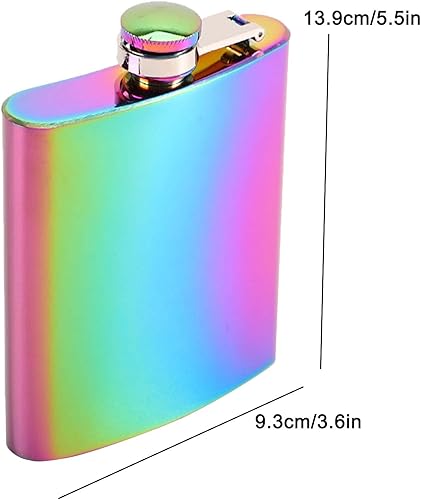 Flasque de poche de 236,8 g pour homme et femme - Arc-en-ciel - Avec entonnoir - Portable - Étanche - Pour homme et femme - Bouteille de vin en plein air, fête de mariage, bar, fête, escalade, camping - Nail Gallerys