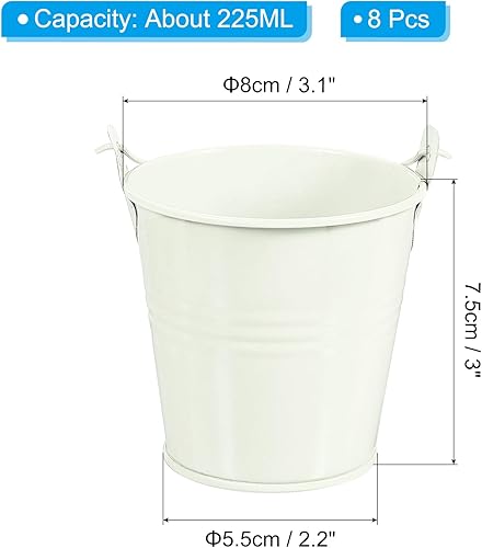 PATIKIL Petits Seaux en Métal de 7,6 x 7,6 Cm avec Poignée, 8 Mini Seaux Galvanisés Colorés pour Travaux Manuels, Décoration de Cadeaux de Fête, Beige - Nail Gallerys