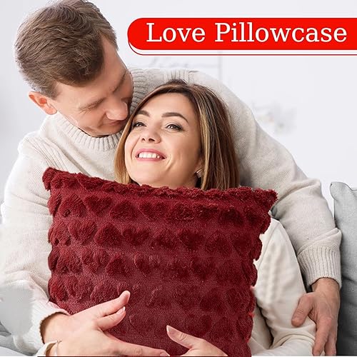 Housse de coussin carrée avec motif cœur Saint Valentin - 45 x 45 cm - Pour salon, chambre à coucher - Nail Gallerys