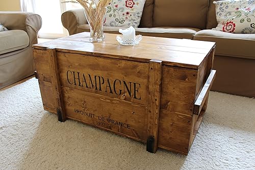 'Uncle Joe S 75770 Coffre Table Basse boîte en Bois Champagne, Vintage, Shabby Chic 85 x 45 x 46 cm en Bois Marron Clair - Nail Gallerys