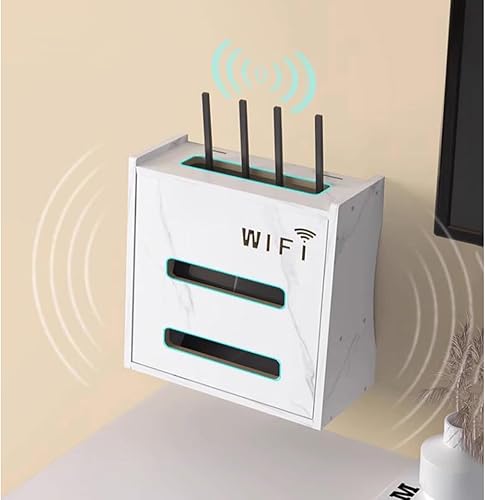 Boîte de Rangement pour Routeur WiFi, Box pour Support Mural, Étagère de Rangement Murale pour Salon, TV, Étagère pour la Décoration de la Maison, Cache par Faitement le Módem-router et Cable(Brown) - Nail Gallerys