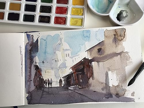 tumuarta Carnet de croquis carré aquarelle 63,5 kg, 300 g/m², papier coton, presse à froid, 48 pages, relié, bloc de papier aquarelle pour une utilisation comme journal de voyage et bloc-notes pour - Nail Gallerys