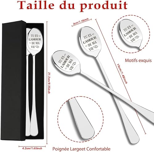 Idee Cadeau Couple Amoureux pour Homme Amour Noel Idée Cadeau Saint Valentin pour Homme Son Copain Copine Femme Mariage Cadeaux Anniversaire Femme Noël Copine Original 2 Pièces Cuillère Cadeaux Couple - Nail Gallerys