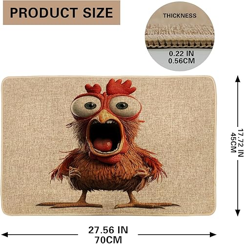 Paillasson amusant en forme de poulet, motif dessin animé lumineux, décoration d'entrée intérieure et extérieure, antidérapant, résistant à l'eau, facile à nettoyer, 73,7 x 43,2 cm - Nail Gallerys