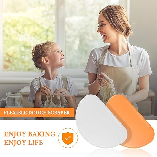 JEYORZY 2 Pièces Corne Patisserie,Grattoir à Pâte en Plastique Coupe pâte,Racloir Spatules pour Pain Cuisine, Crêpes,pour Pate Fromage Chocolat (Orange,Blanc) - Nail Gallerys