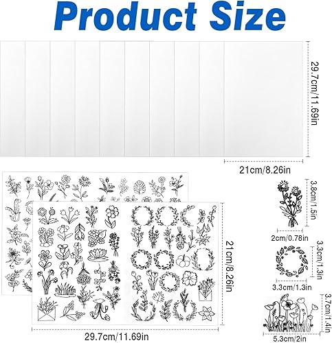 Dadabig 12 Feuilles Papier Broderie Soluble, 10 Pièces Stabilisateur de Broderie et 2 Pièces Modèles de Broderie Stabilisateur Soluble Dans l'Eau pour Les Débutants et Les Amateurs de Broderie - Nail Gallerys