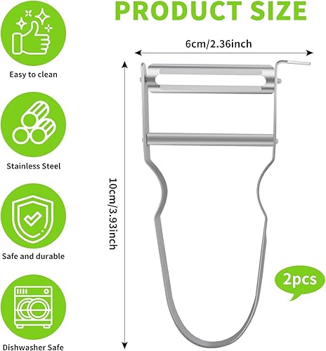 Royomal 2 PCS Éplucheur Universel, Éplucheur de Forme U, Eplucheur Légumes, Éplucheur de Légumes et d'Asperges, Acier inoxydable, Argenté, pour Éplucher Fruits et Légumes - Nail Gallerys