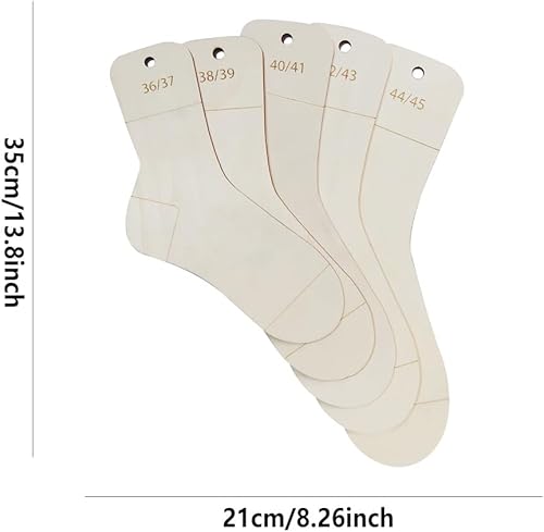 Sporgo Lot de 5 planches à chaussettes : taille 36-45 - Règle à tricoter - Planches à chaussettes avec indication de taille - Pochoir pour chaussettes, tendeurs de chaussettes, bloque-chaussettes, - Nail Gallerys