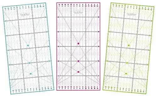 Guss & Mason règle patchwork 30 x 15 cm avec autocollants antidérapants offerts. Règle couture universelle transparente avec graduations en cm et indications d'angles - Nail Gallerys