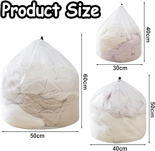 3 Pièces Filet Linge Machine à Laver, Sac de Lavage Portable avec Cordon de Serrage Sac Linge Réutilisable en Maille Fin pour Chemisier Sous-vêtements Soutien-gorge Chaussettes - Nail Gallerys