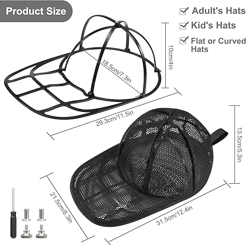TSOMEI Lave Casquette Machine a Laver, Rondelle de Casquette Forme, Porte-chapeau Pliable de Baseball Incurvée, Support Lavage Casquettes Prévenir la Déformation du Chapeau, 2 pièces Noir - Nail Gallerys