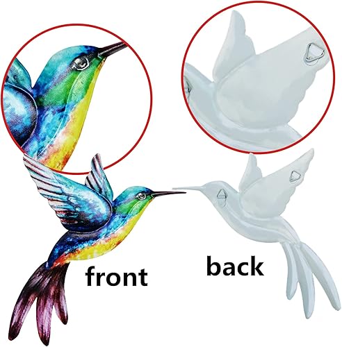 JAWSEU Decoration Murale Metal, Colibri en Metal Mural, Tenture Murale Art en Métal, Oiseau Metal Mural, Décorations Murales en Forme de Colibri en Métal pour Décoration Extérieur, Intérieur - Nail Gallerys