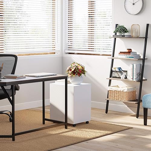 VASAGLE Etagère échelle, meuble de rangement à 4 niveaux, bibliothèque, étagère inclinée, pour salon, cuisine, bureau, cadre en acier, stable, marron rustique et noir LLS43BX 64 x 34,2 x 151,5 cm - Nail Gallerys