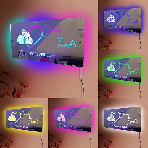 Certykllp Miroir Lumineux LED avec Signe de l'infini personnalisé avec nom de Couple - Décoration Murale personnalisée pour la Saint-Valentin, Les fiançailles pour Les Jeunes mariés, Cadeaux - Nail Gallerys