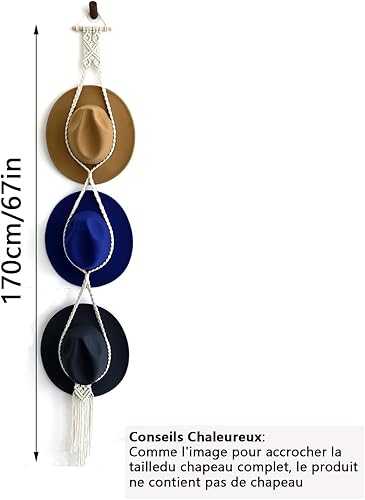 Cintre pour Chapeau en Macramé, Porte-Chapeaux, Rangement de Chapeaux à Large Bord, Support Mural Porte Chapeaux, Porte Chapeaux Mural, Décorer les Murs, Portes, Rangement Chapeau à Larges Bords - Nail Gallerys