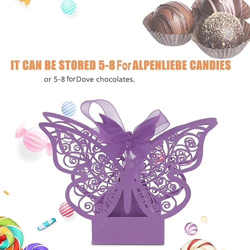 Boîtes à Dragées de Mariage, Boîte- Romantique en Forme de Papillon pour Fête D'anniversaire, 100 Pièces, Style Européen, Papier, Blanc, Rose, Beige, Bleu Clair, Violet (violet - Nail Gallerys