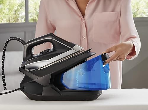 Rowenta VR8321, Turbosteam, Générateur de vapeur, Pression de la pompe 6,5 bar pump, coup vapeur 350 g/min, plaque MicroSteam400, fonction anitarque, design compact, mode éco, noir/bleu - Nail Gallerys