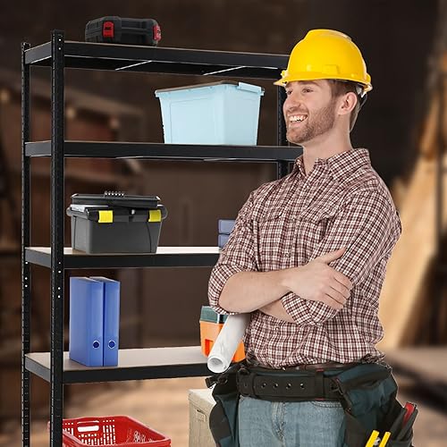 Étagère de Rangement de Garage Charge Lourde à 5 Niveaux 175 kg par Étagère - Rayonnages Industrielles pour Charges Lourdes (Noir, 45X120X180CM) - Nail Gallerys