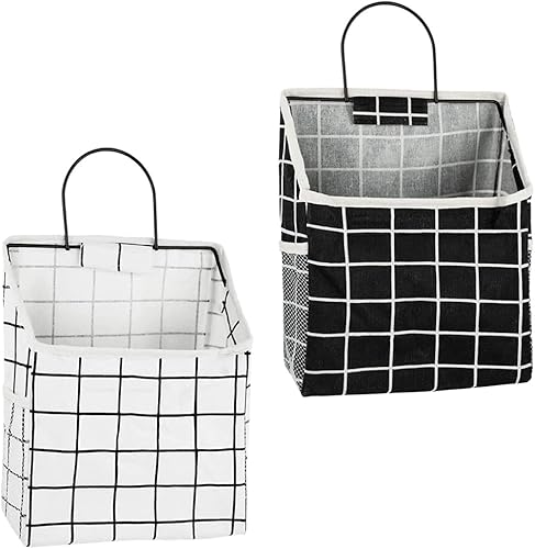 DUOHERESHUI 2 Pièces Sac Rangement Mural, Sac de Rangement Suspendu, Étagère Mural en Tissu, Suspendre Organiseur Poche, avec Cadre en métal, Étanche, pour Chambre Salle de Bain Cuisine (Noir, Blanc) - Nail Gallerys