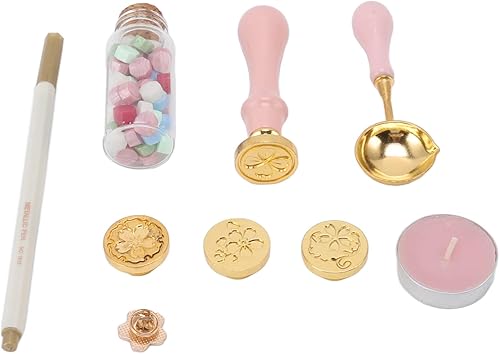 Rankomu Kit de tampons de cire remplaçables avec poignée en bois - Broche Sakura pour enveloppes et invitations - Rose - Nail Gallerys