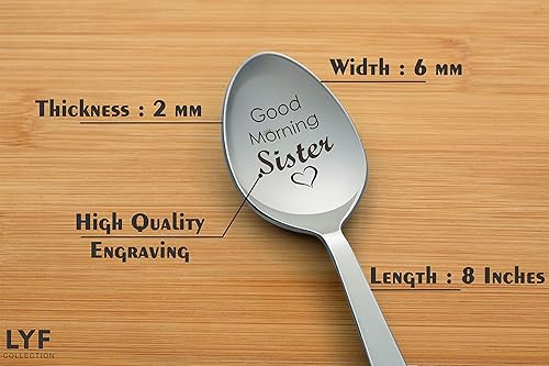 LYF Collection - Cuillère Gravée « Good Morning Sister » - Cadeau pour Sœur, Belle-Sœur, Anniversaire ou Mariage - Idée Cadeau Originale - Nail Gallerys