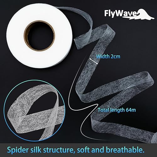 FlyWave Thermocollant Couture 64m, Thermocollant Aucune Couture N'est Nécessaire, Souple, Respirant et Ourlet Thermocollant, Bande Thermocollante Rideau pour Coller les Vêtements - Nail Gallerys