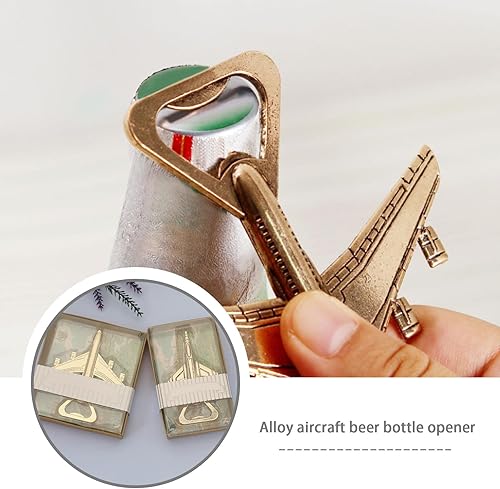 eMagTech 2pcs Ouvre-Bouteille de Bière en Forme d'avion et en Forme de Chasseur Outil d'ouverture de Bouteille Gadget Décoration d'avion Cadeaux d'aviation pour Pilote avec Boîte-Cadeau, Or - Nail Gallerys