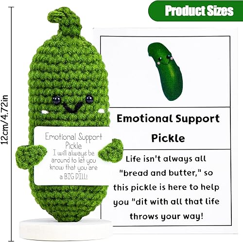 Emotional Support Pickle, Mini PoupéE de Cornichon TricotéE, Pickle Positive Amusante, Mini Cucumber en Peluche, Cadeaux de Bonne Chance, pour la Famille, les Amis et les Collègues - Nail Gallerys
