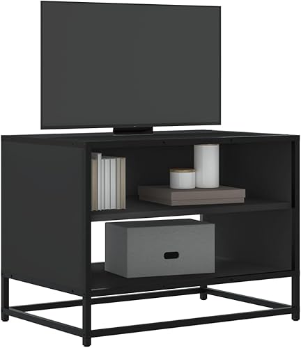 vidaXL Meuble TV Noir 61x40x46 cm Bois d'ingénierie et métal, Banc TV, Meuble HiFi, Centre de Divertissement, Buffet TV, Meuble multimédia, Console TV - Nail Gallerys