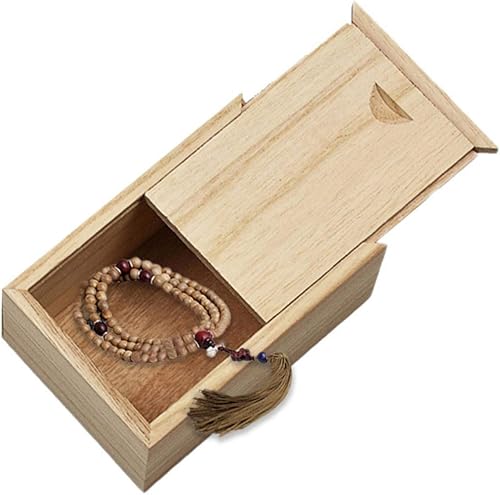 Boîte en Bois Coulissante Simple, Boîte en Paulownia Naturel avec Couvercle, Boîte À Bijoux Boite Rangement en Bois À Décorer, 12.5 X 8.5 X 6.8 CM - Nail Gallerys