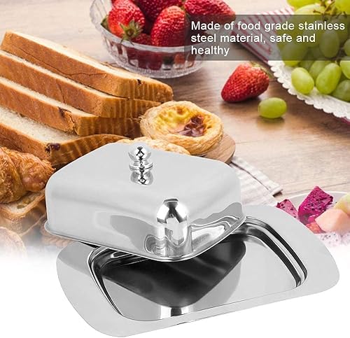 Agatige Beurrier avec Couvercle Inox, 19 x 12.5 x 4.2 cm Argent Conteneur à Beurrier Traditionnel avec Poignée Ergonomique pour Cuisine - Nail Gallerys