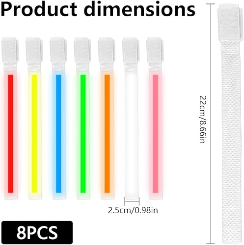 Lot de 8 bracelets lumineux à LED, bracelet LED lumineux et clignotant, bracelets clignotants dans l'obscurité pour concerts, festivals, sport, camping, fêtes, nuit, événements sportifs, [One Size - Nail Gallerys