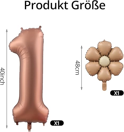 DazzJoy Décoration d'anniversaire 1 an fille avec ballon en aluminium marguerite, ballon 1er anniversaire fille, rose, ballons roses chiffres 1, ballon 1er anniversaire garçon, décoration - Nail Gallerys