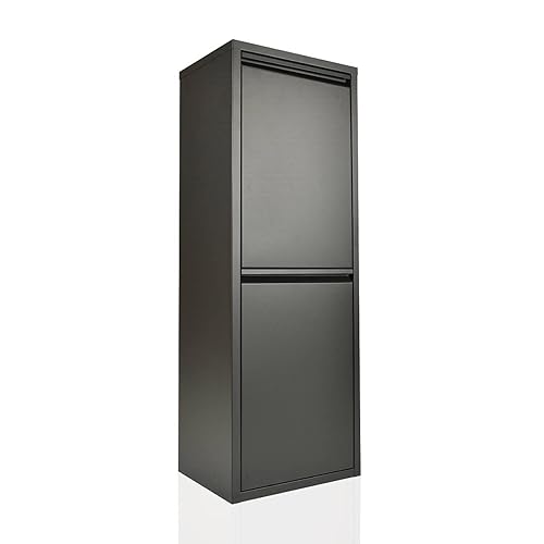 Poubelle pour tri sélectif | EcoPatty | Récolte différenciée | Meuble en métal | Gain de place | Intérieur, extérieur | 2 compartiments | 2 seaux | 30 litres | déjà monté | Blanc - Nail Gallerys