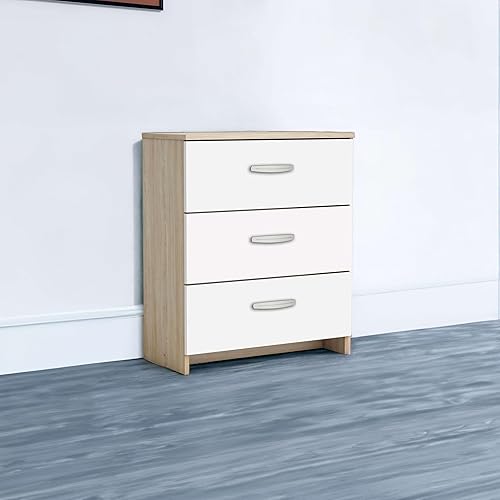 DEMEYERE Watson 1 Commode, 29,4 x 71,7 x 60,5 cm, Blanc, chêne, mélaminé - Nail Gallerys