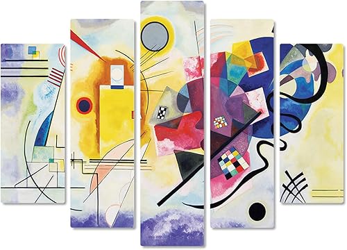 Giallobus - 5 Panneau multiple Art Board - Vassily Kandinsky - Jaune Rouge Bleu - Bois MDF - 140x100 - Nail Gallerys